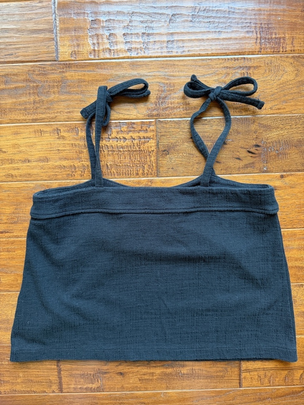 Madewell Crosshatch Tie-Strap Tank Top, Size Small, Black - Picture 5 of 7